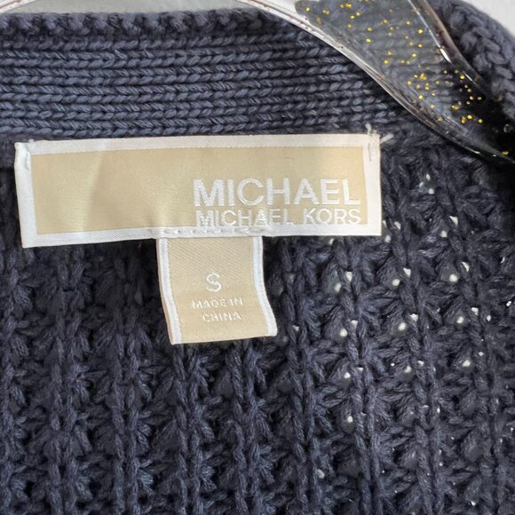 Michael Kors Women's Cotton Knit Cardigan, Blue, Open Front, Size Small - Picture 3 of 7